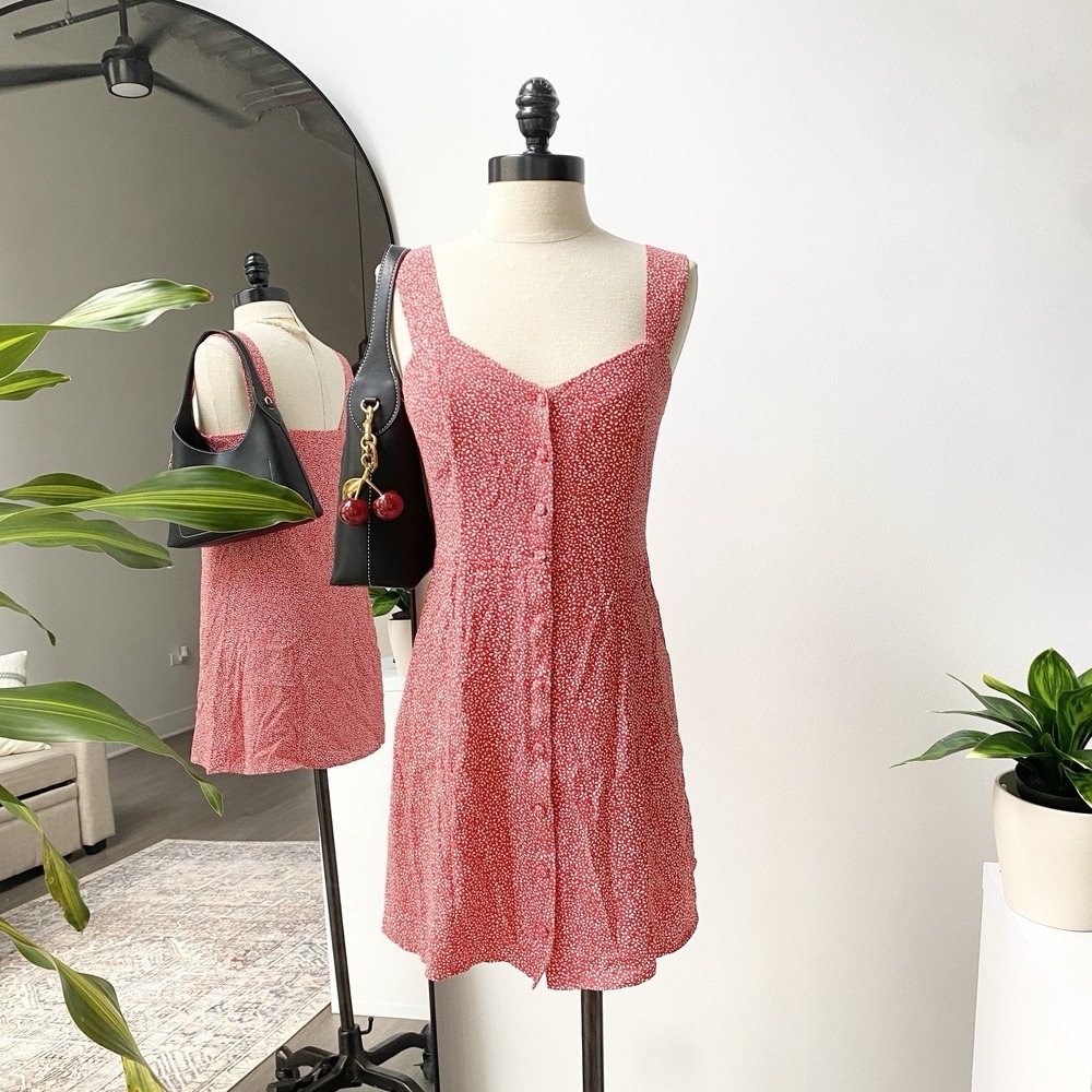 Los Angeles Atelier & Other Stories Pink Red Floral Button Dress Preppy Size 4